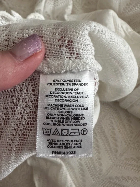 Loft Pointelle Ruffle Tie Cuff Top - Picture 8 of 9